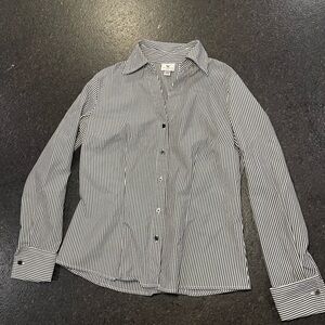 Worthington Black and White Striped Button Down Shirt